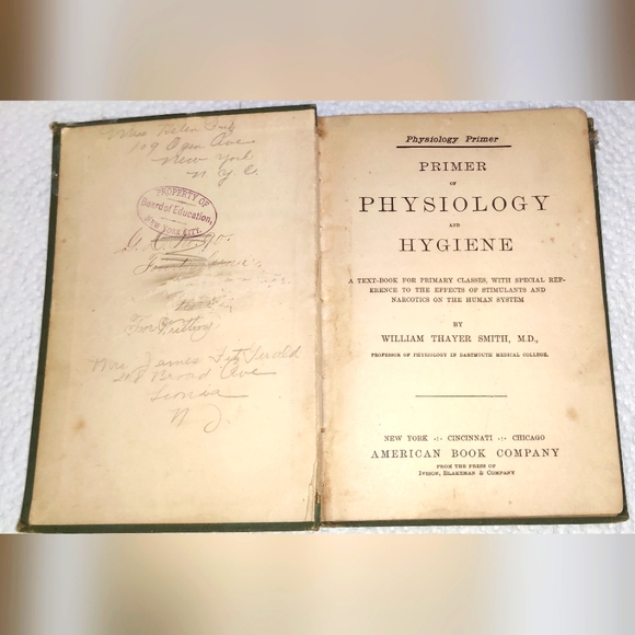 Antique -Primer of Physiology & Hygiene, W T Smith, 1885, 1st Edition Book. - Picture 2 of 15